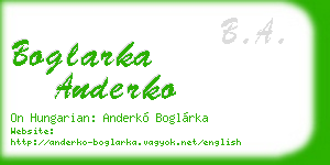 boglarka anderko business card